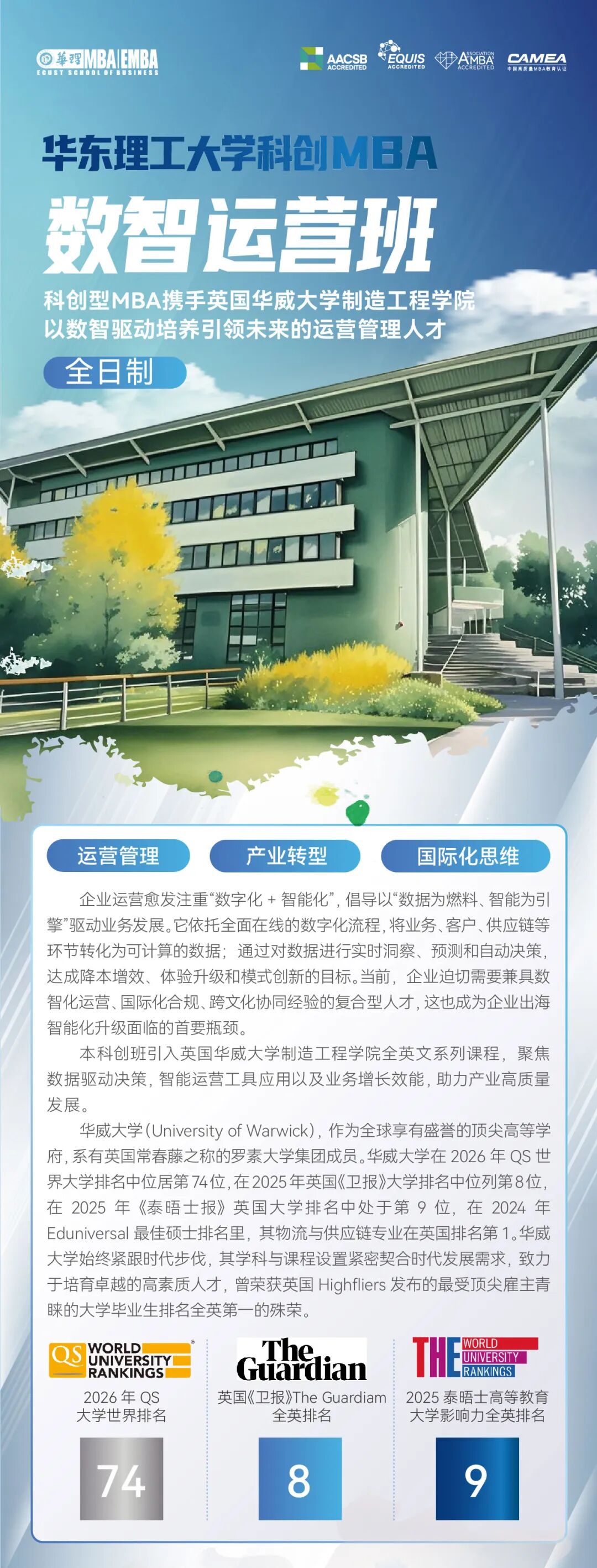 華東理工大學2026科創(chuàng)MBA數(shù)智運營班（全日制）：數(shù)智驅(qū)動卓越運營